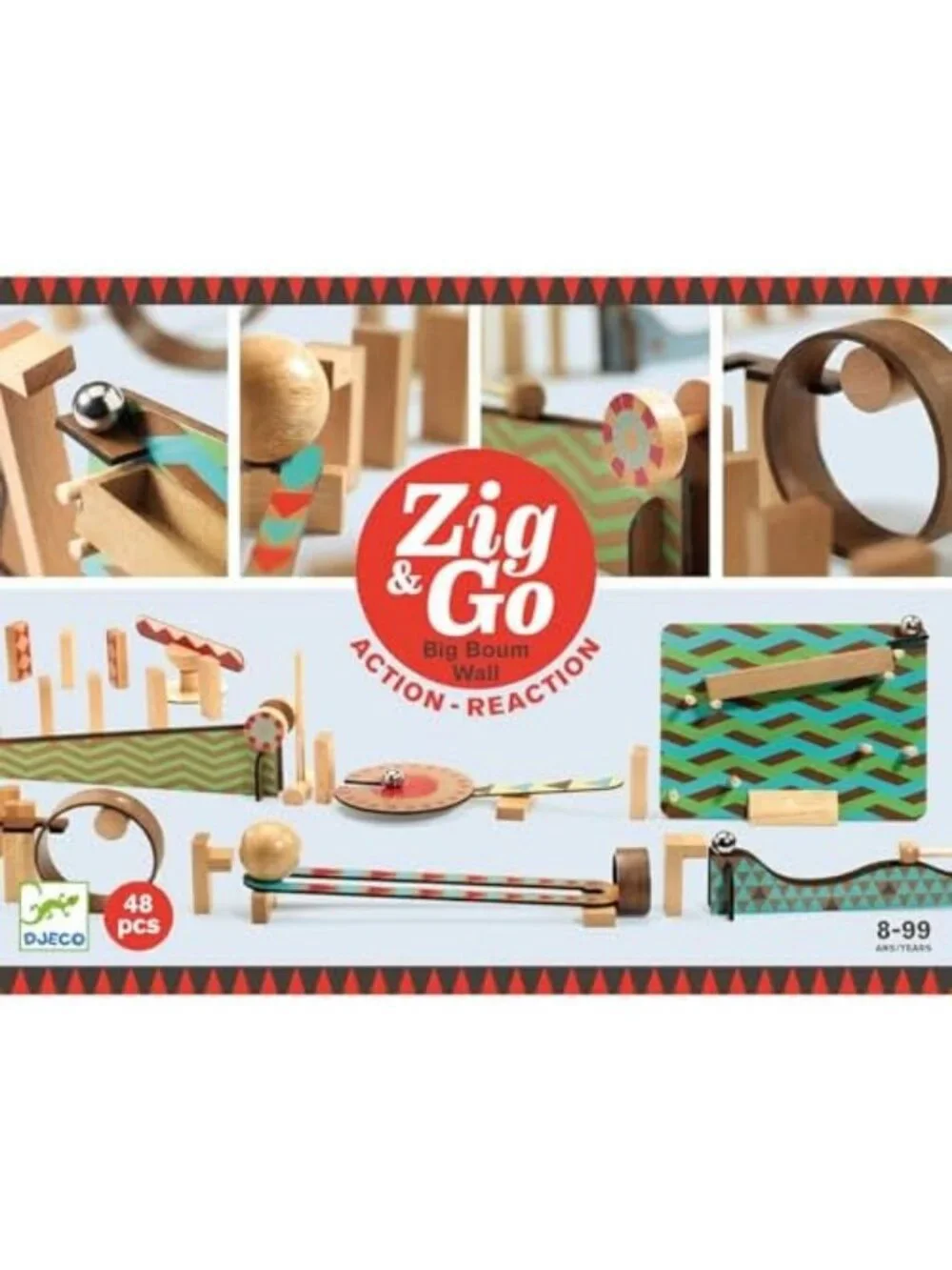 Chain Reaction Game for Kids - 48 Piece Zig & Go Building Set, STEM Toy